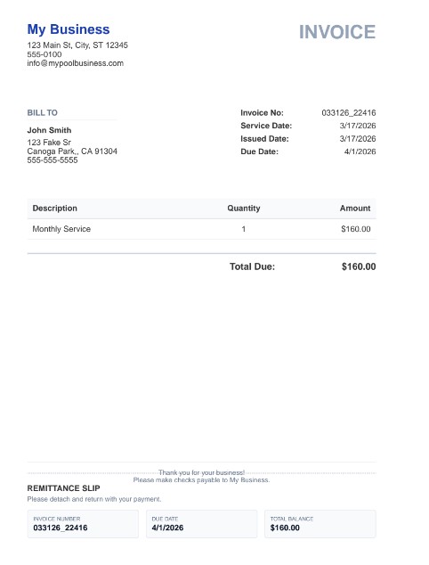 A clean minimal invoice in the Default theme